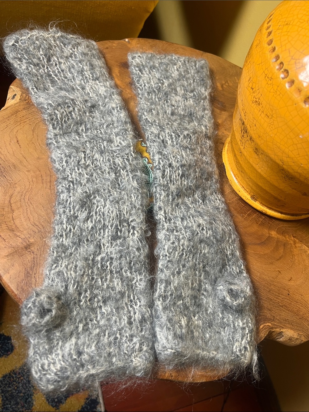 VTG BIRD by Juicy Couture Gray Mohair Wool Fingerless Hand Warmers Gloves Y2K